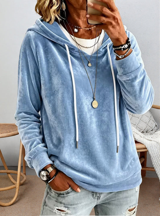 Damen Samtvelours-Hoodie mit Kordelzug und lässiger Oversize-Passform Shop Nory