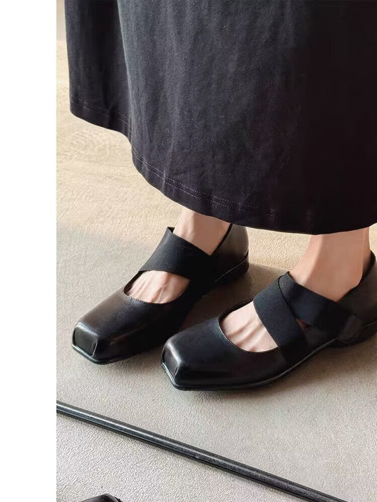 Damen Ballerinas mit elastischen Riemen und weichem Innenfutter