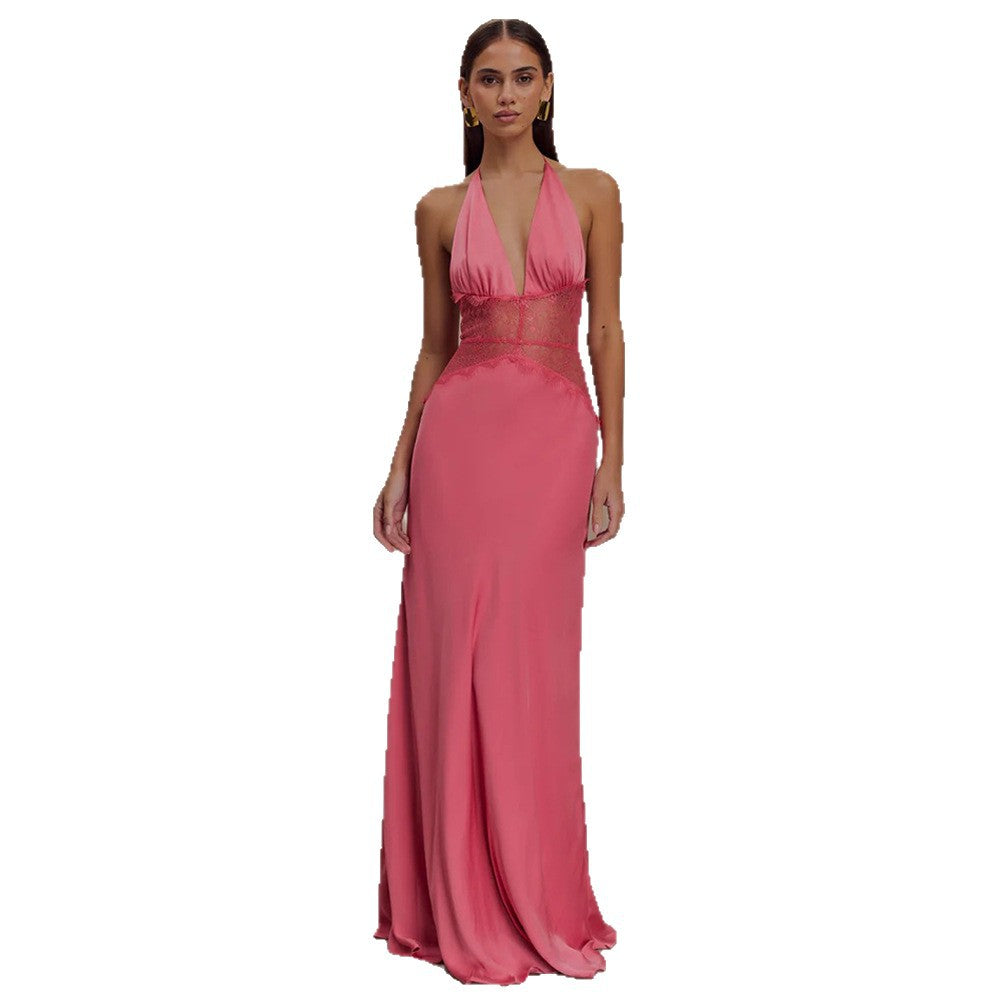 Damen Abendkleid mit Spitze und elegantem tiefem Ausschnitt