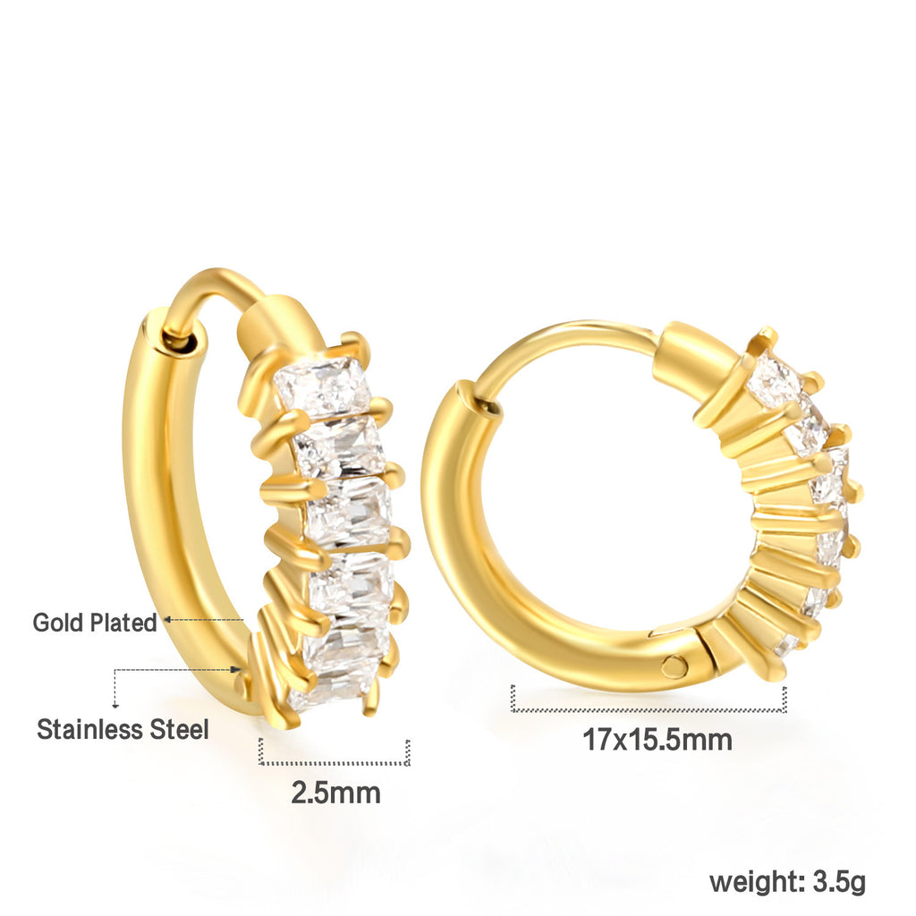 Damen Creolen mit funkelnden Zirkonia und goldplattierter Oberfläche Shop Nory