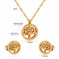 Damen Schmuckset mit Baum-Anhängern aus hochwertigem Edelstahl und goldplattiertem Design Shop Nory