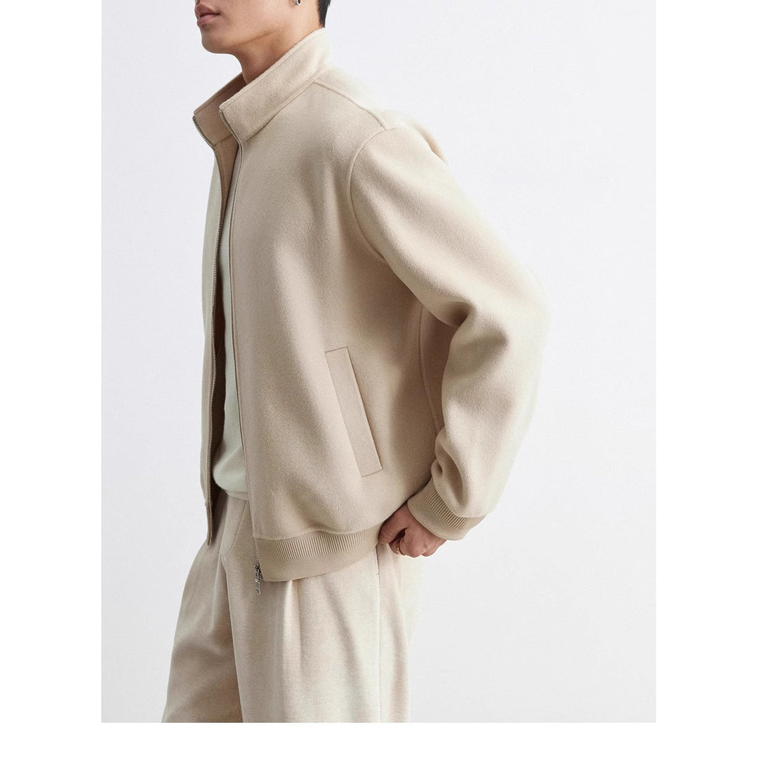Herren Lässige Wollmix-Zipjacke mit Stehkragen und Rippbündchen Shop Nory