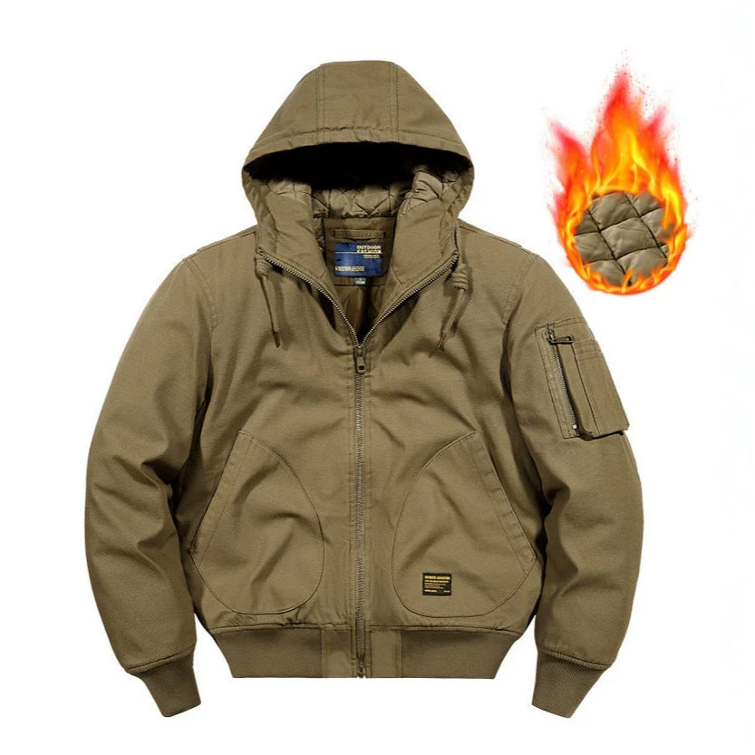 Herren Kapuzen-Bomberjacke mit gesteppter Thermo-Innenfüllung und robustem Canvas-Außenmaterial Shop Nory
