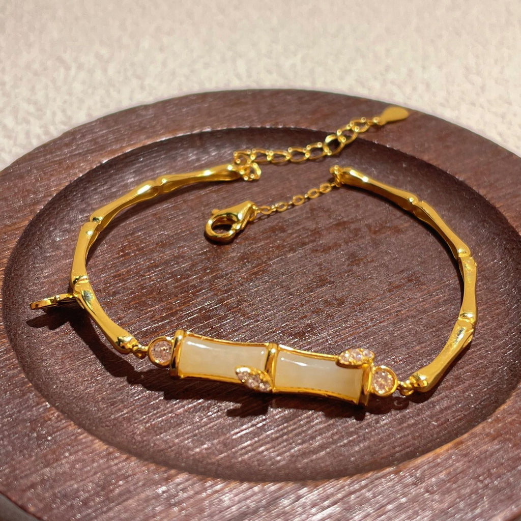 Damen Armband mit elegantem Bambusdesign und hochwertigem Jade-Edelstein Shop Nory