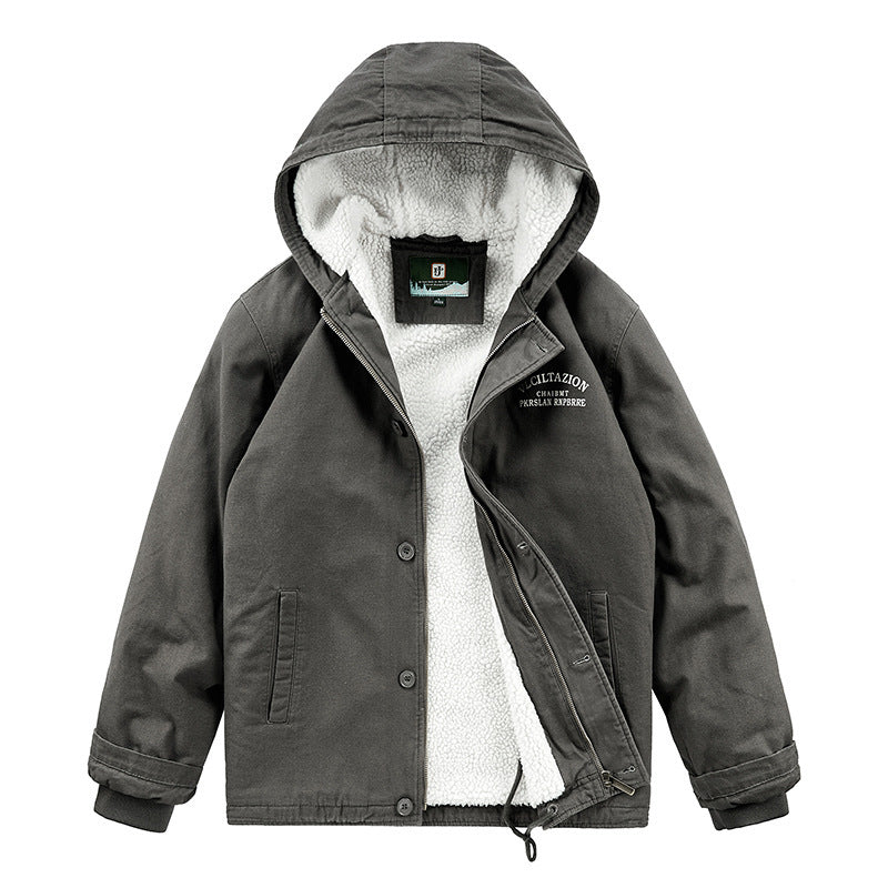 Herren Kapuzen-Canvasparka mit Teddyfleece-Innenfutter und Windschutzleiste Shop Nory