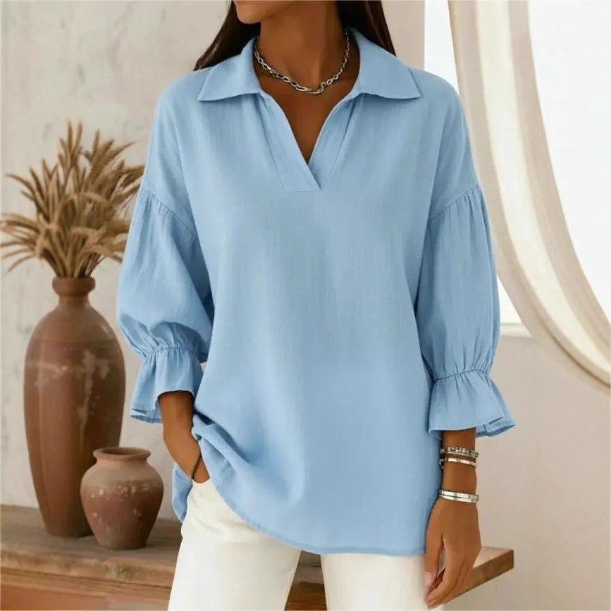 Damen Lässige und elegante Bluse mit weiten Ärmeln Shop Nory