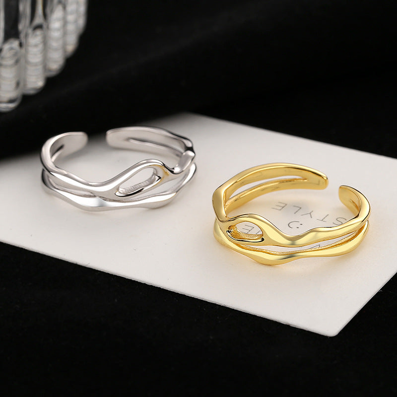 Damen Offener Ring mit einzigartiger Wellenstruktur und elegantem Design Shop Nory