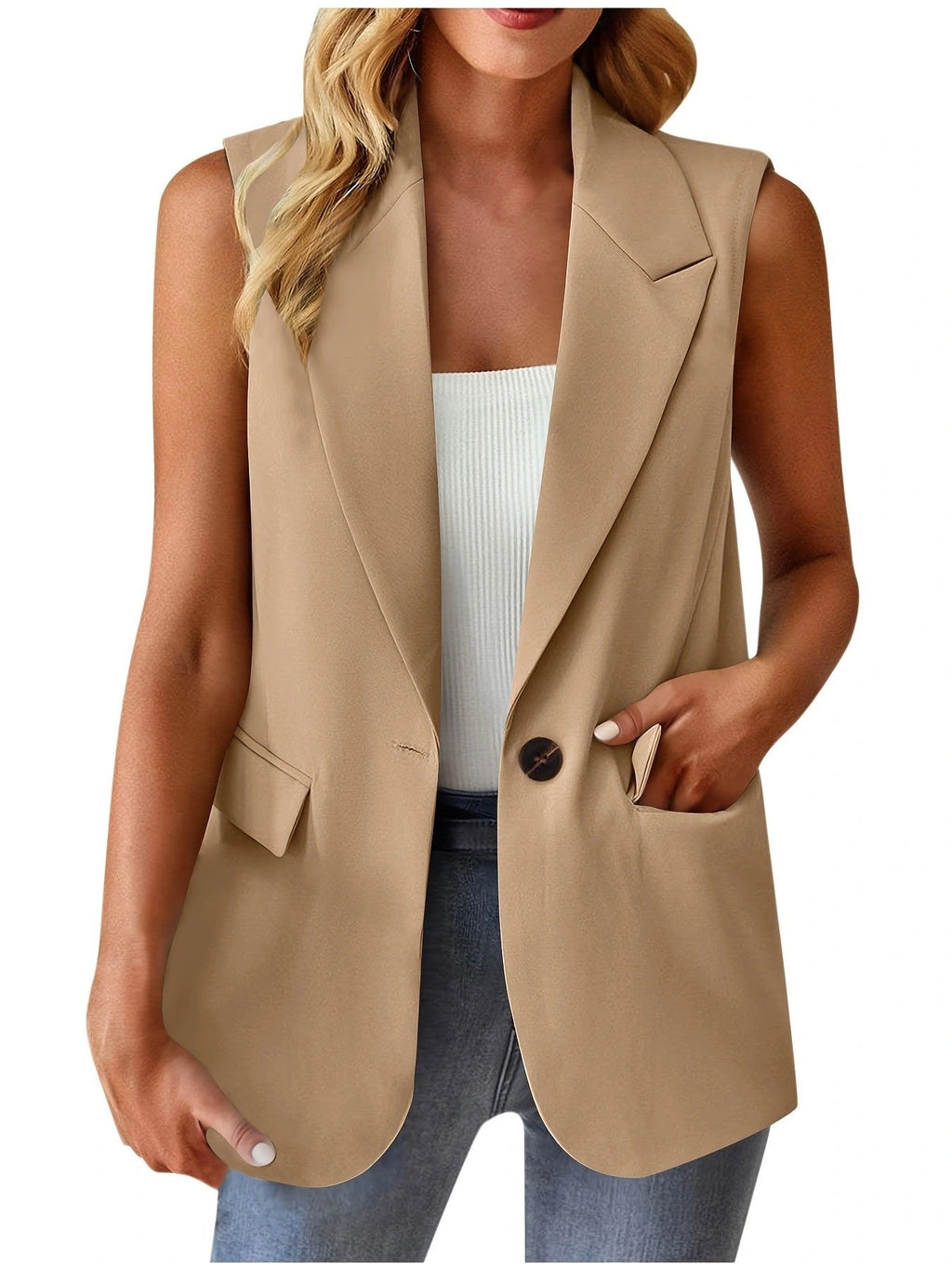 Damen stylische ärmellose Blazerweste
