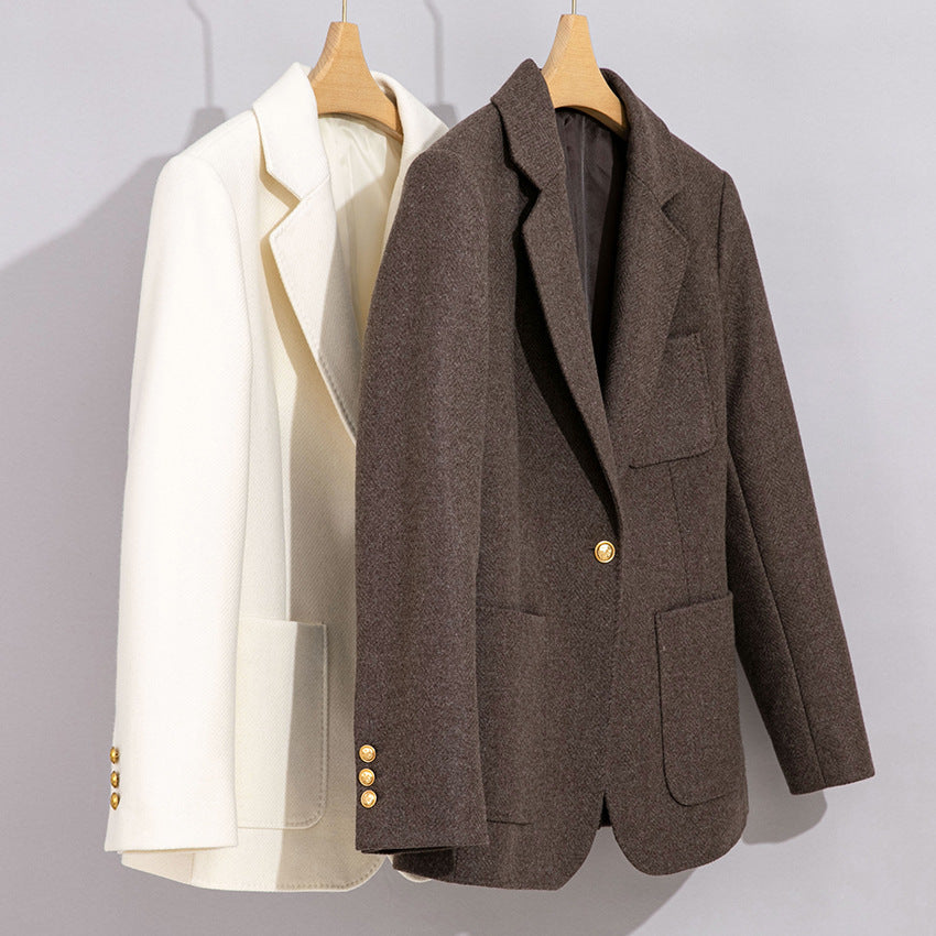 Damen Eleganter Wollblazer mit aufgesetzten Taschen Shop Nory