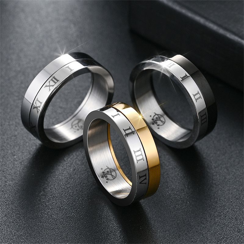 Herren Ring mit elegantem Drehmechanismus und kunstvoller römischer Zifferngravur Shop Nory