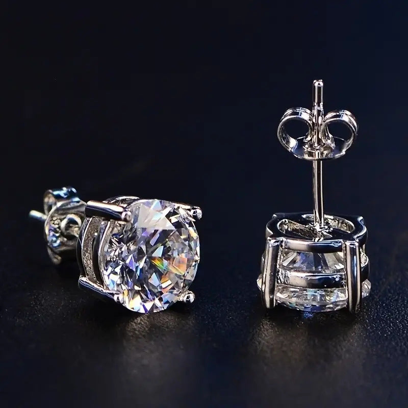 Elegante Funkelnde Zirkonia Ohrstecker In Krappenfassung