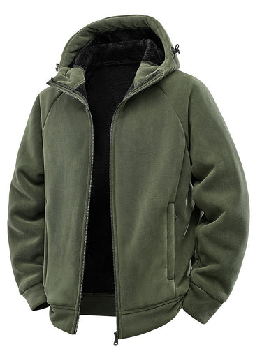 Herren Gefütterte Kapuzen-Fleecejacke mit Teddyfutter und durchgehendem Reißverschluss Shop Nory