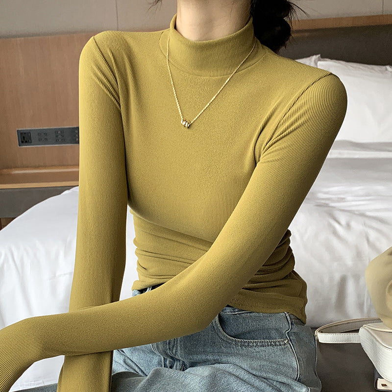 Damen Elegantes und figurbetontes Langarm-Rollkragenoberteil Shop Nory