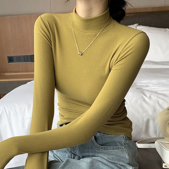 Damen Elegantes und figurbetontes Langarm-Rollkragenoberteil Shop Nory