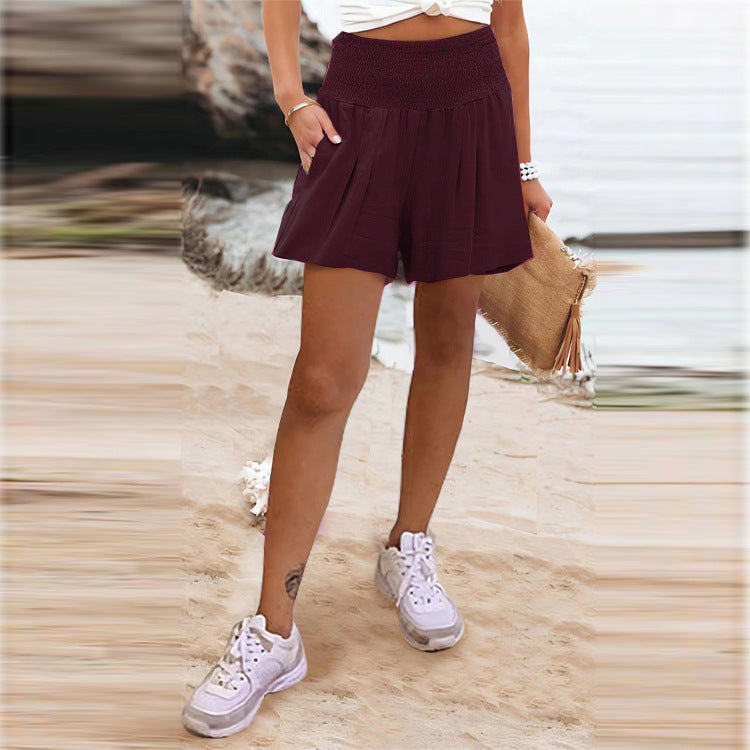 Damen elegante Shorts mit hohem Bund und Knopfdetail