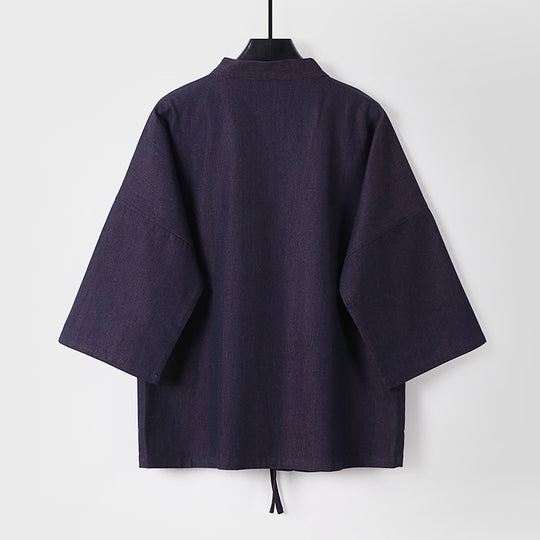 Unisex Leichte Denim-Kimono-Jacke mit kontrastfutter und Bindeband Shop Nory