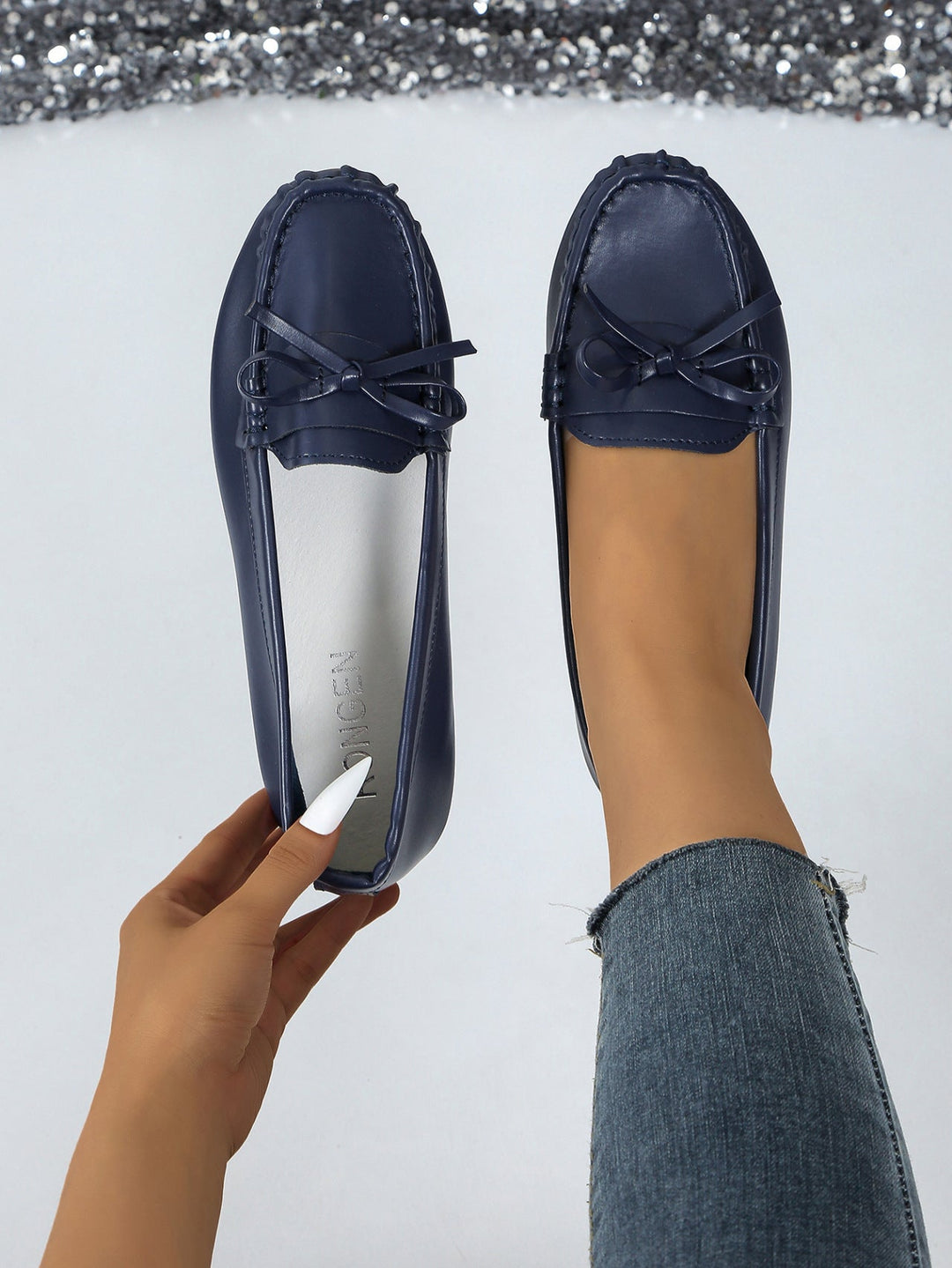 Damen Mokassins mit elegantem Schleifenakzent und weicher Sohle