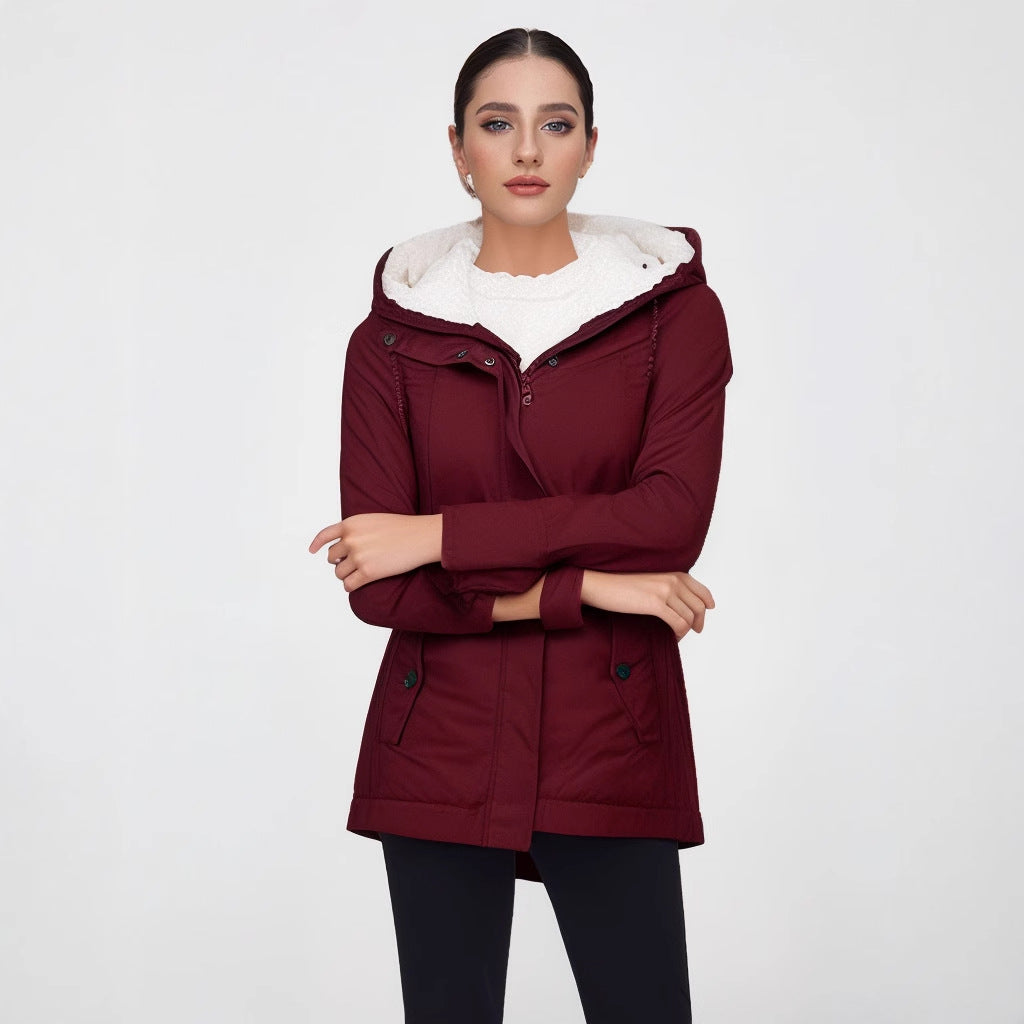 Damen Parka mit Teddyfutter, Kapuze und taillierter Silhouette Shop Nory