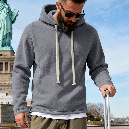 Herren Fleece-Hoodie mit Teddystruktur, Kapuze und entspannter Passform Shop Nory