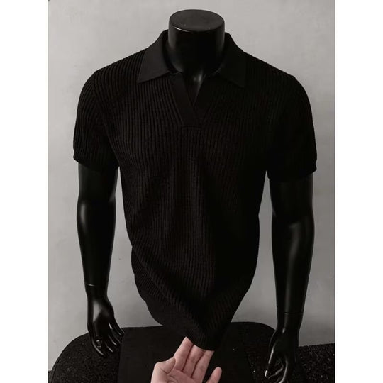 Herren Modisches Strickpoloshirt mit V-Ausschnitt Shop Nory