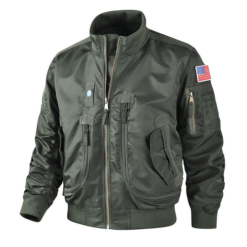 Herren bomberjacke mit hohem Kragen und multifunktionalen Taschen