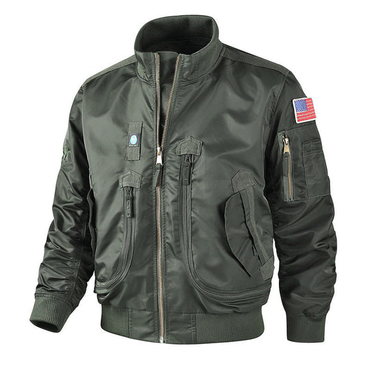 Herren bomberjacke mit hohem Kragen und multifunktionalen Taschen