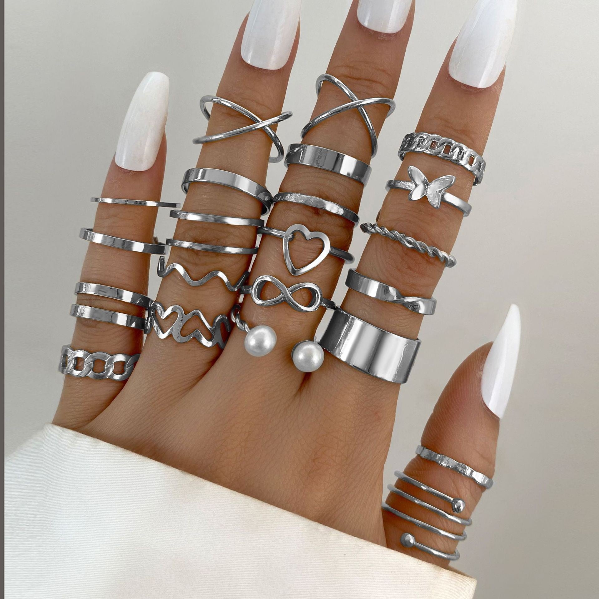 Damen Ring-Set mit kreativen Designs und funkelnden Elementen Shop Nory