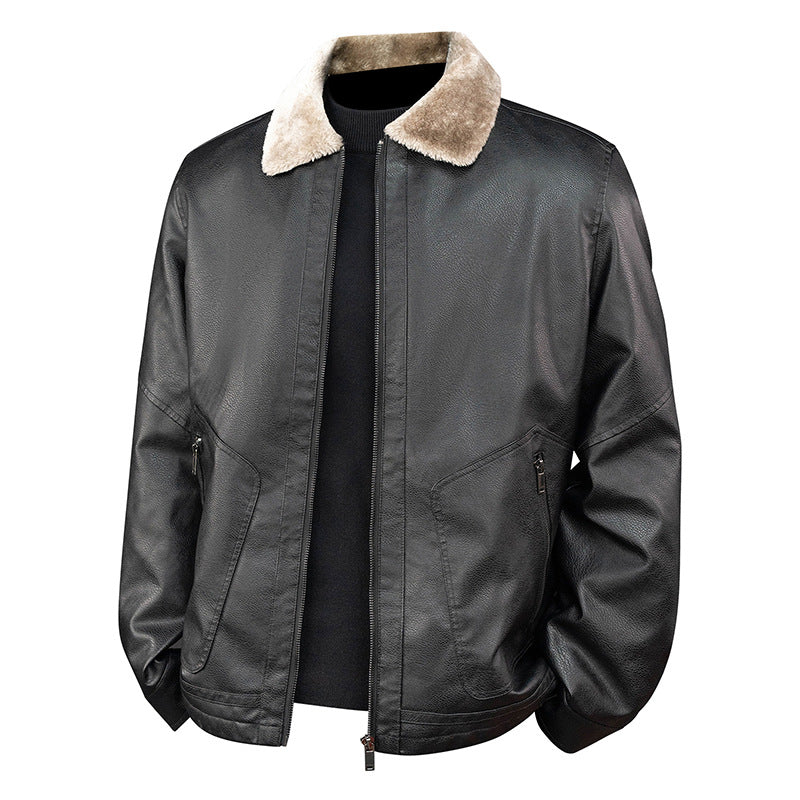 Herren Aviator-Bomberjacke in Nappa-Optik mit Teddy-Innenfutter und Reißverschlusstaschen Shop Nory