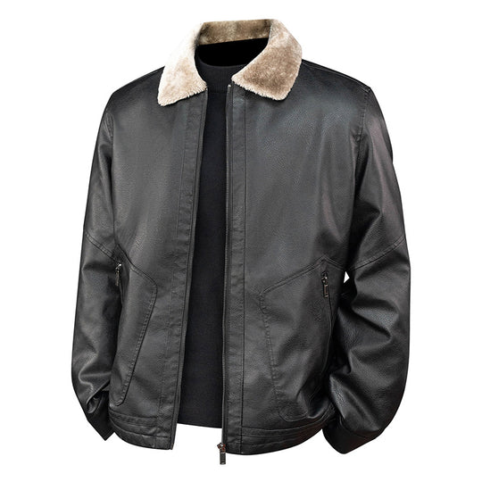 Herren Aviator-Bomberjacke in Nappa-Optik mit Teddy-Innenfutter und Reißverschlusstaschen Shop Nory