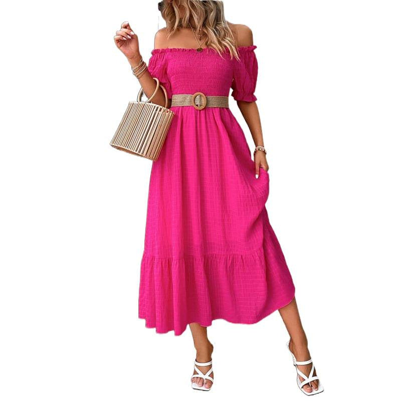 Damen Off-Shoulder Maxikleid mit voluminösen Ärmeln und fließendem Schnitt