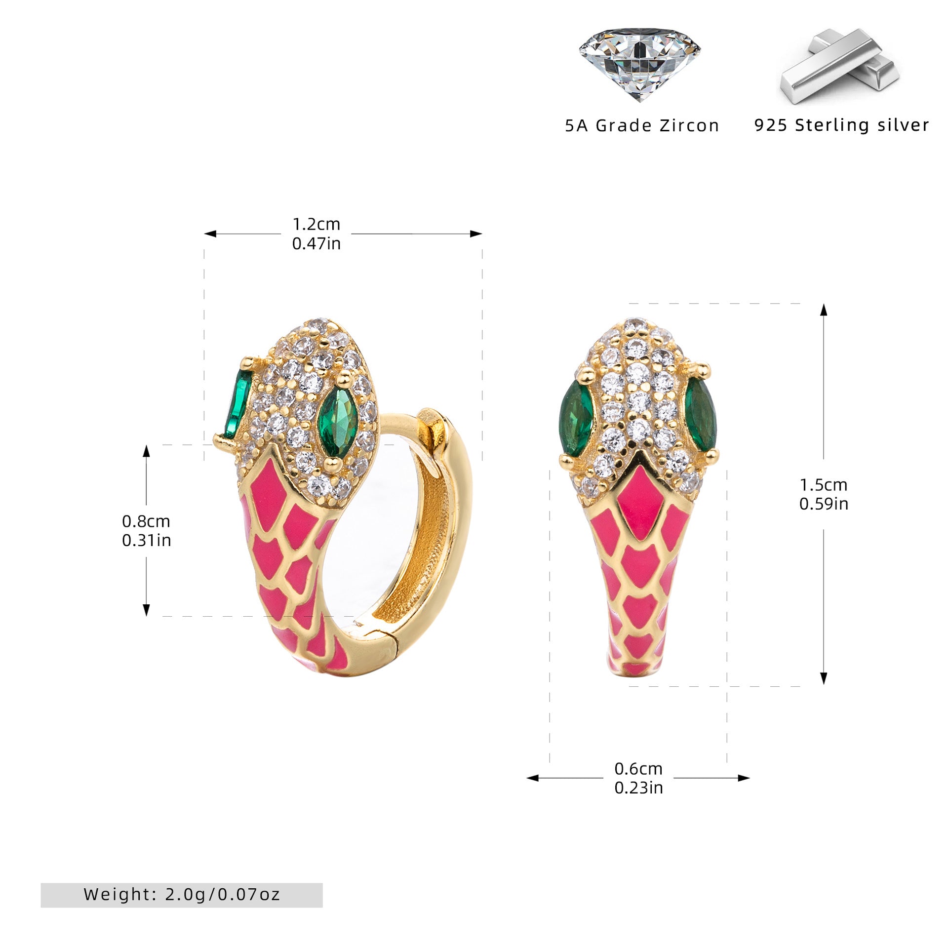 Damen Ohrhänger im stilvollen Schlangen-Design aus 925 Sterling Silber Shop Nory