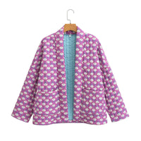 Damen-geblümte Jacke (Violett)
