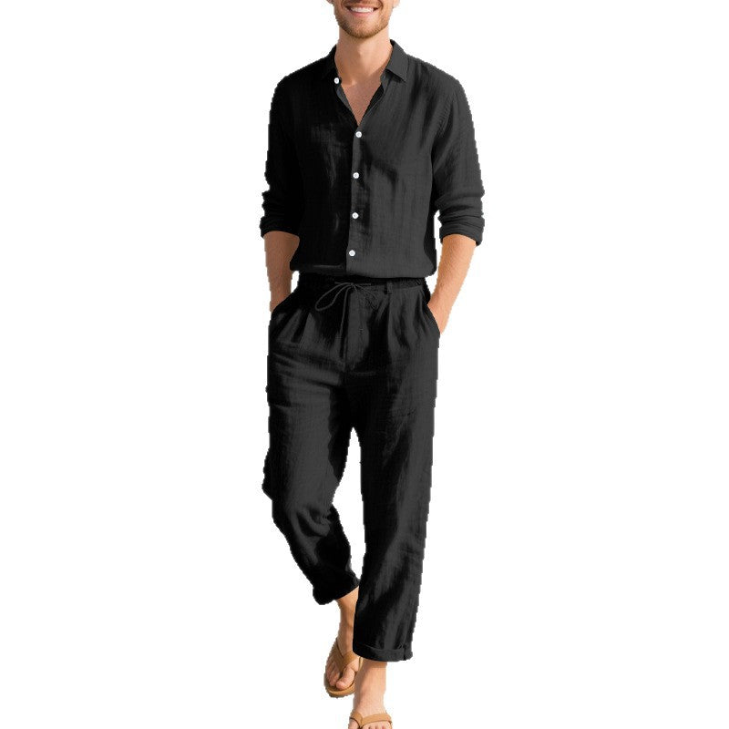 Herren lässige Leinen-Hose mit verstellbarem Kordelzug und modernem Schnitt