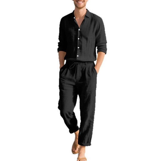 Herren lässige Leinen-Hose mit verstellbarem Kordelzug und modernem Schnitt
