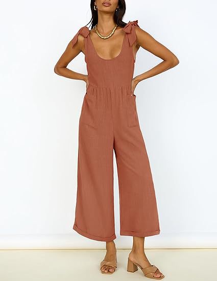 Damen Lässiger Jumpsuit mit verstellbaren Trägern und weitem Bein