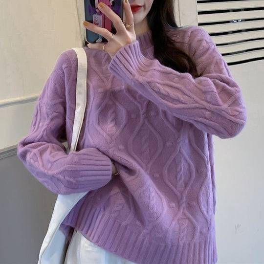 Damen Kuscheliger Strickpullover mit Zopfmuster Shop Nory