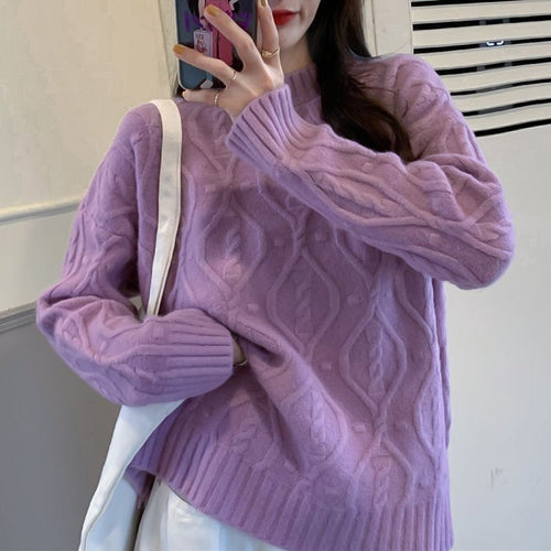 Damen Kuscheliger Strickpullover mit Zopfmuster Shop Nory