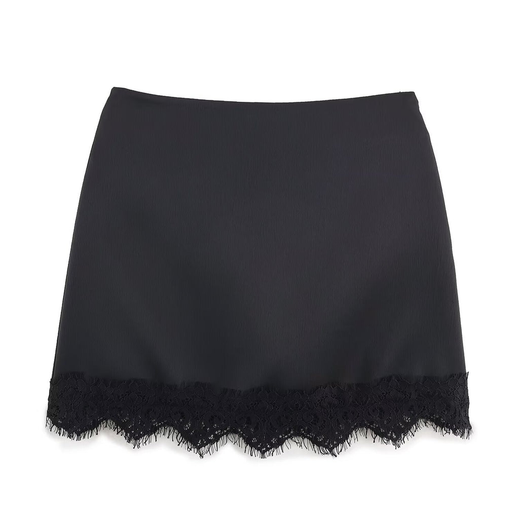 Damen eleganter Rock mit Spitzenbesatz