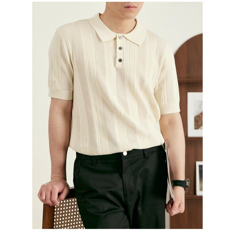 Herren Modisches Kurzarm-Strickpoloshirt Shop Nory