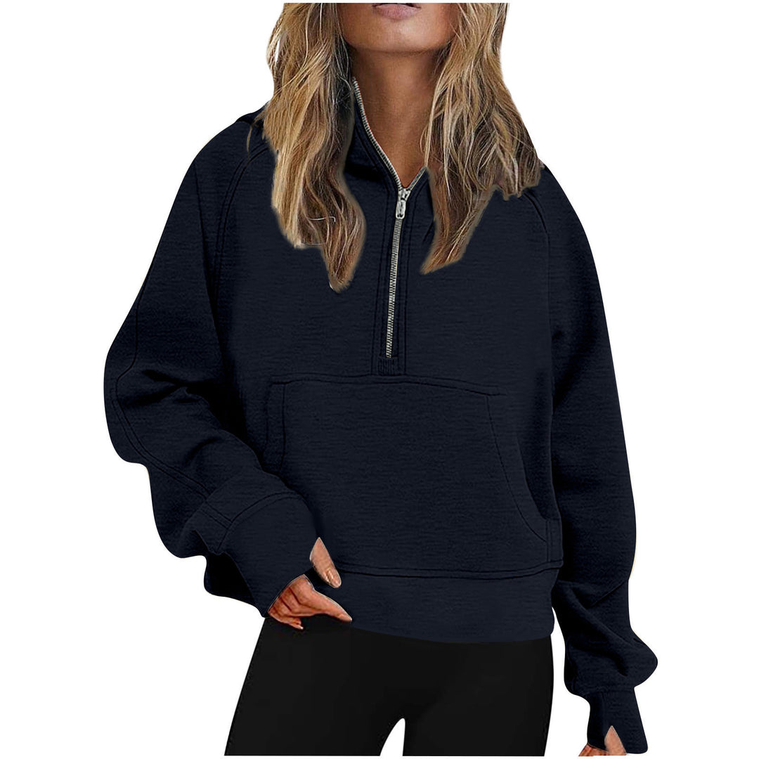 Damen Oversize Halb-Zip Kapuzenpullover mit Kängurutasche & Daumenloch Shop Nory