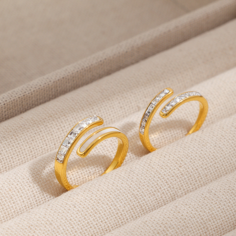 Damen eleganter Ring mit doppelt geschichtetem Design und funkelnden Zirkonia Shop Nory