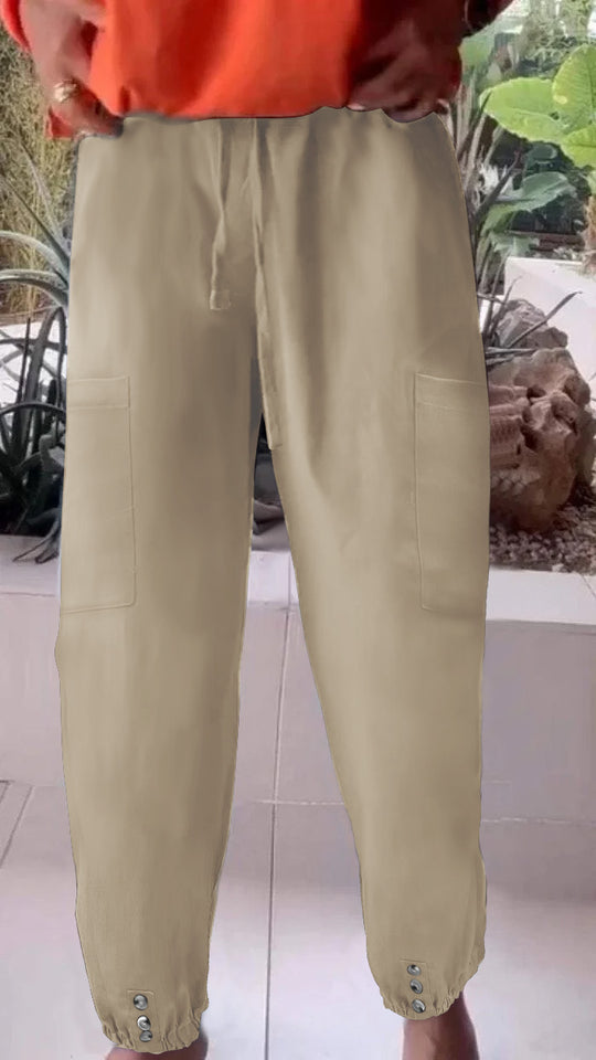 Damen Cargo-Jogginghose mit Kordelzug, aufgesetzten Taschen und Knopfmanschetten Shop Nory