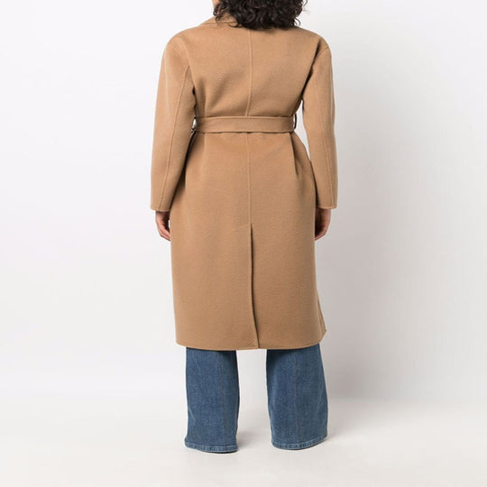 Damen Midi-Wickelmantel aus Woll-Kaschmirmix mit Schalkragen und Bindegürtel Shop Nory