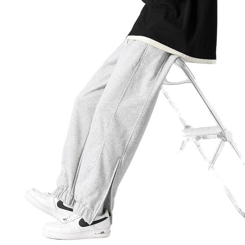 Herren weite Jogginghose mit seitlichem Reißverschluss‑Schlitz, elastischem Bund & Kordelzug Shop Nory