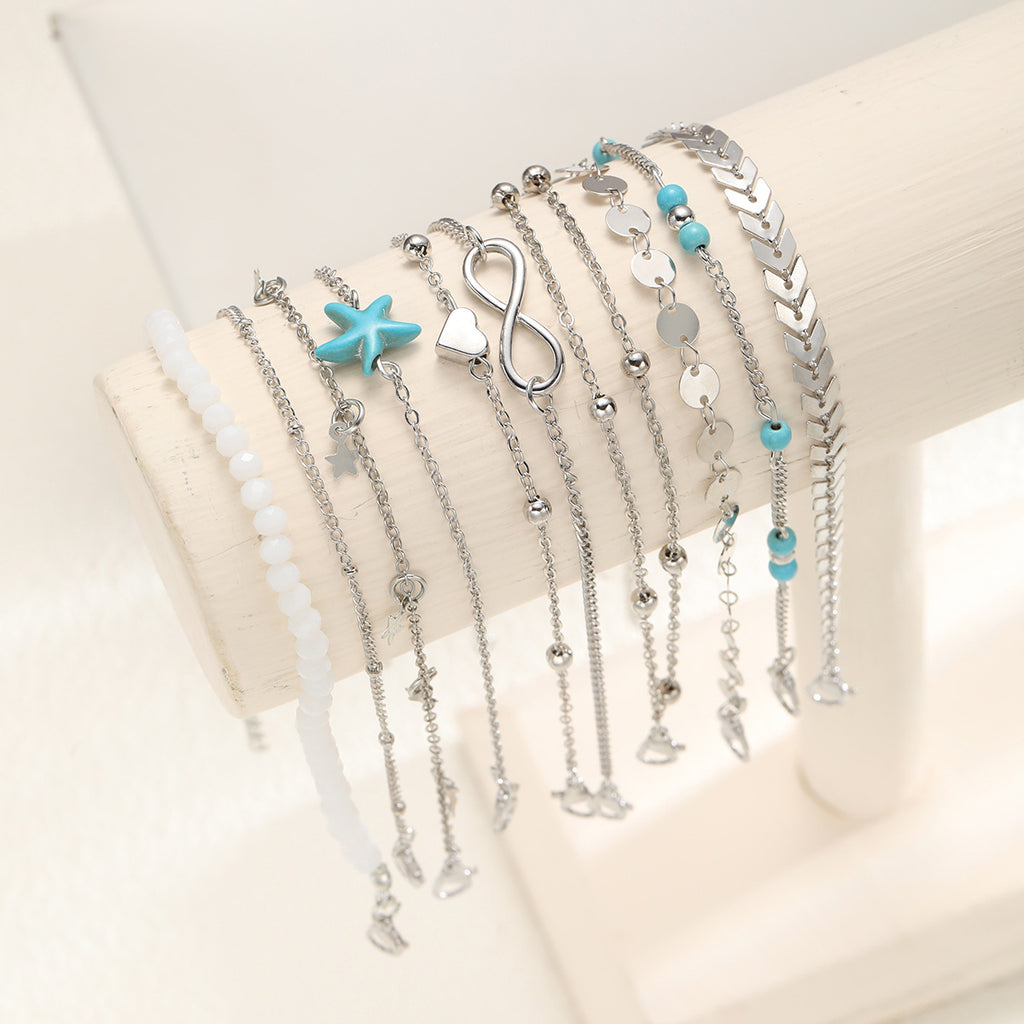 Damen Schmuckarmband-Set mit maritimen Anhängern und bunten Perlen Shop Nory