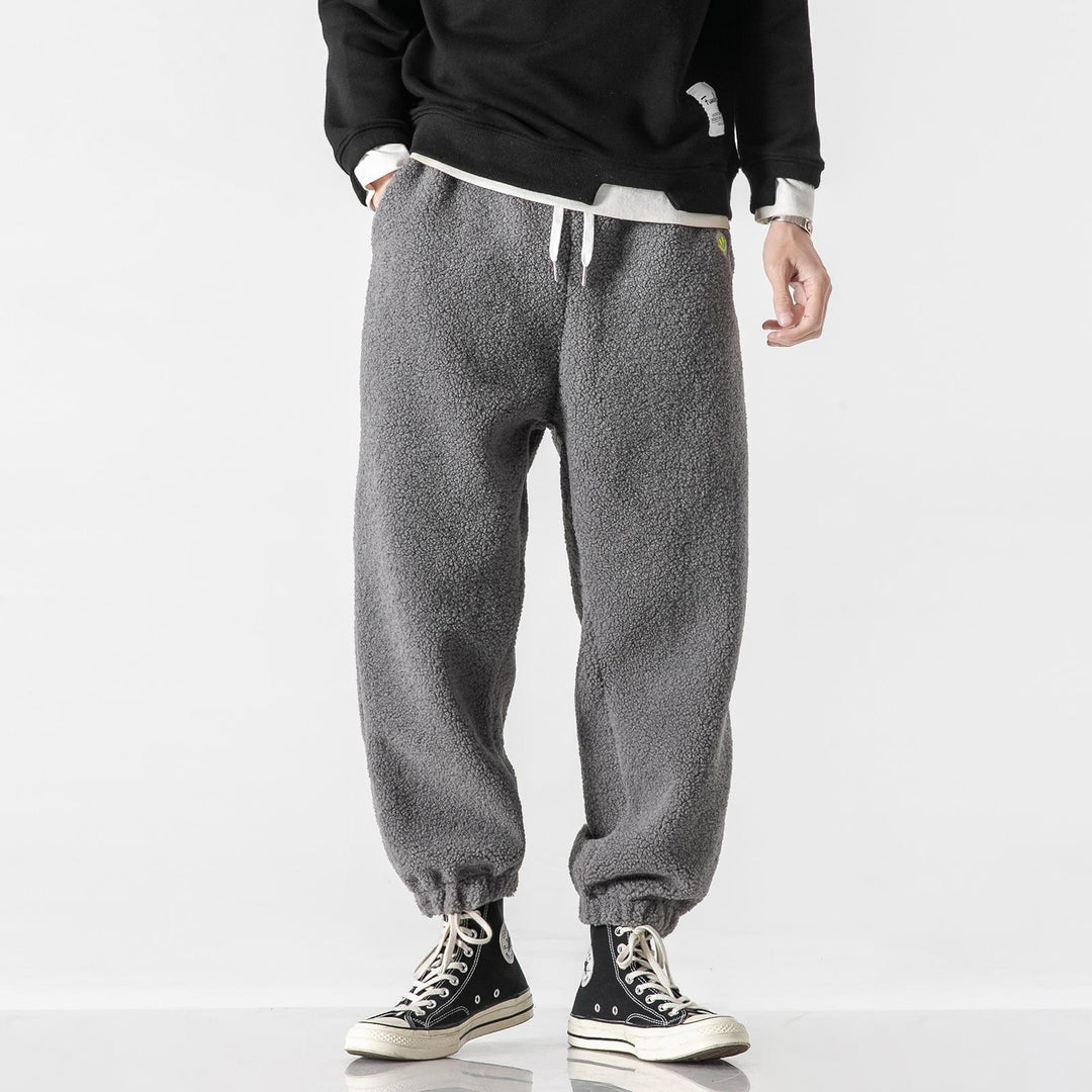 Herren Teddy-Fleece-Jogginghose mit elastischem Bund, Kordelzug und Bündchen Shop Nory