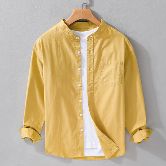 Herren Stehkragen-Overshirt aus Baumwollmix mit tonaler Brusttasche und Soft‑Touch Shop Nory