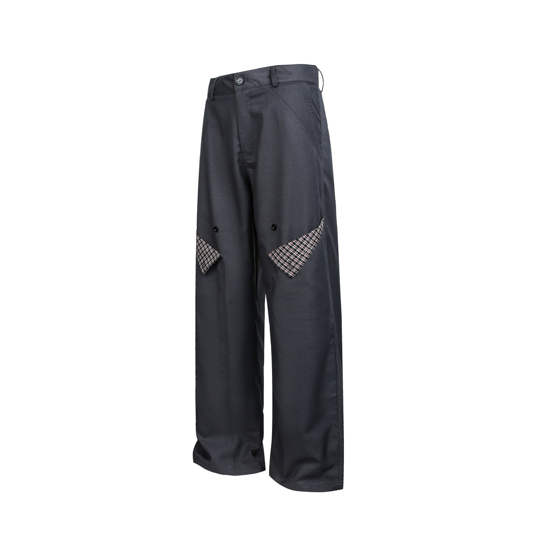 Damen Hochgeschnittene weite Cargohose mit Karomuster‑Pattentaschen Shop Nory