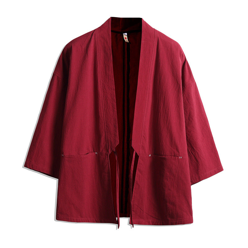 Unisex Kimono-Jacke im Oversize‑Schnitt aus leichter Baumwollmischung mit Bindegürtel Shop Nory