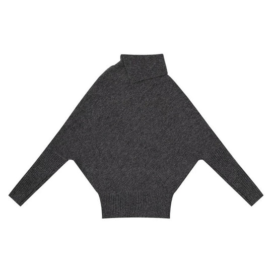 Damen Oversize-Pullover mit Rollkragen, asymmetrischer Schulter-Knopfleiste und Zopfstrick-Details Shop Nory